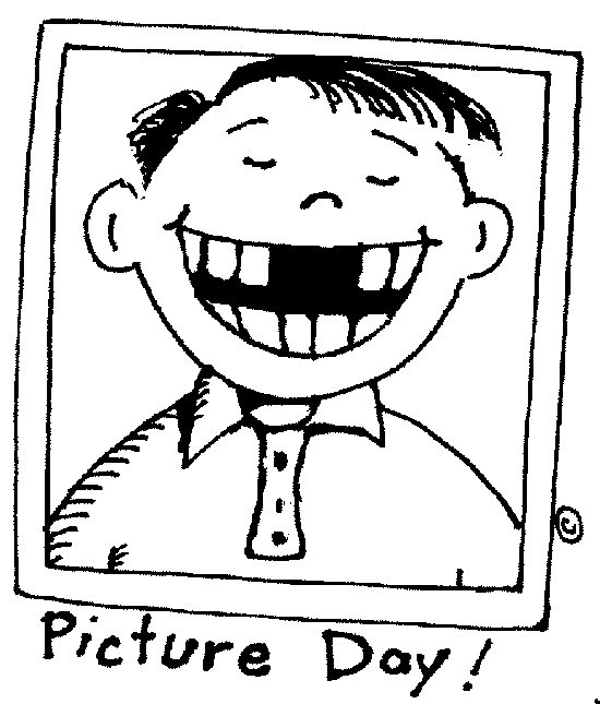 cartoon of boy with missing teeth smiling for camera