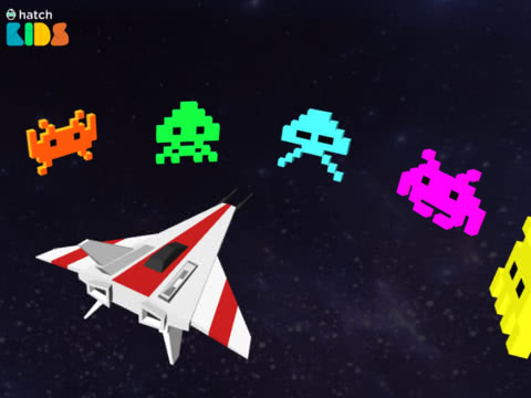 space ship and space invaders in space 