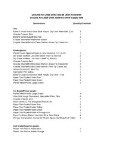 List of school supplies